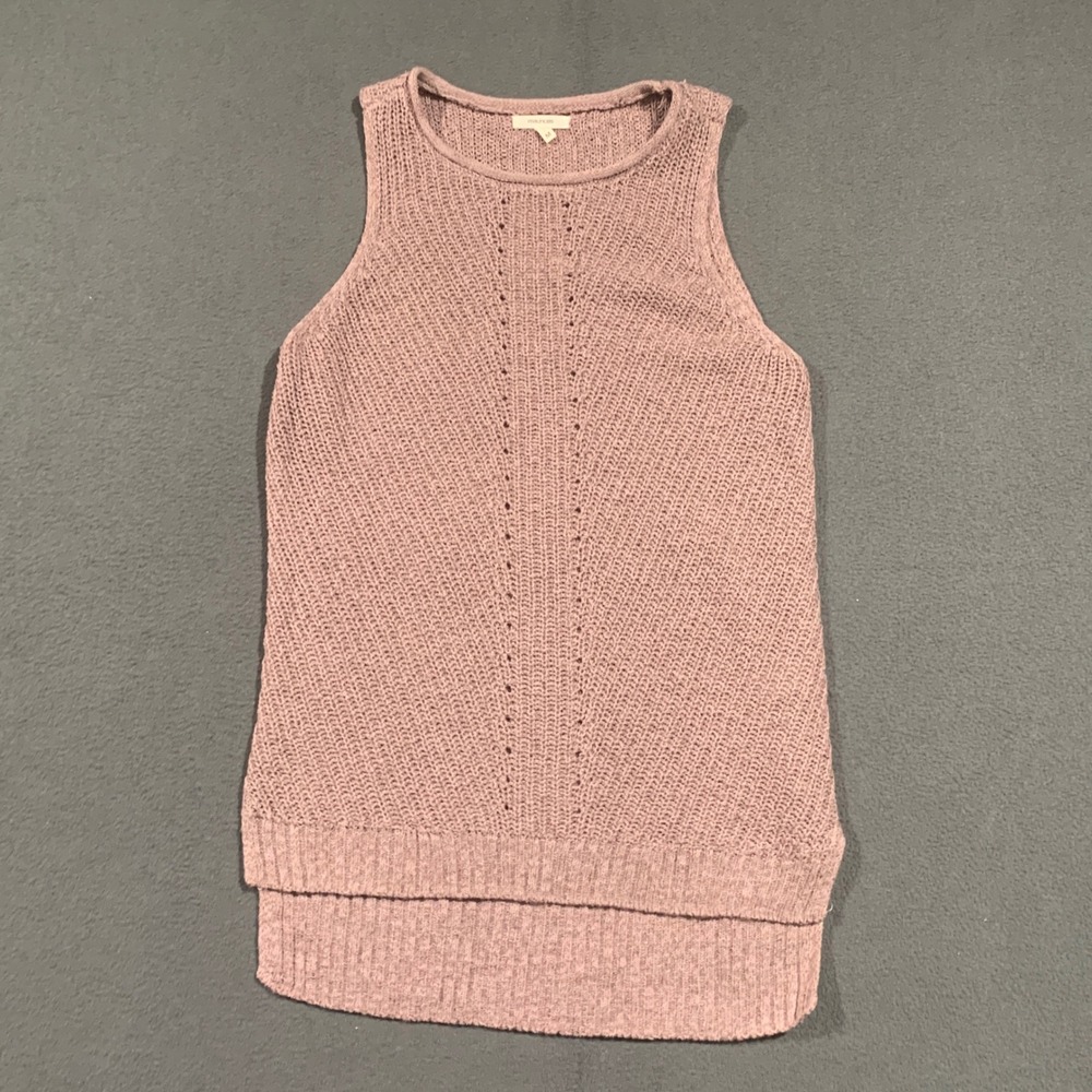 Maurices Womens Medium Mauve Pink Pointelle Knit Sleeveless Sweater Tank Top‎